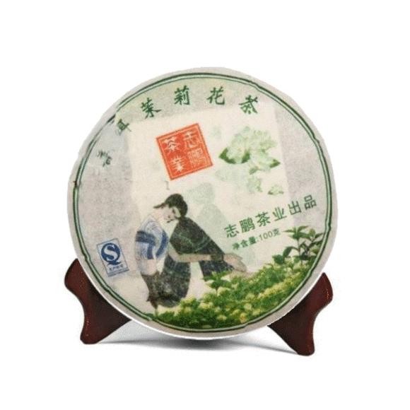 Чай китайский элитный шу пуэр Бин Ча с жасмином